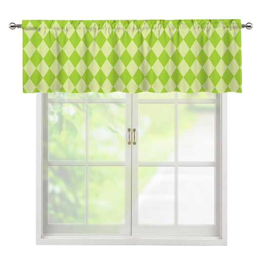 Green Harlequin Pattern Print Window Valance