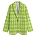 Green Harlequin Pattern Print Women's Blazer