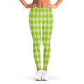 Green Harlequin Pattern Print Women's Leggings