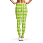 Green Harlequin Pattern Print Women's Leggings