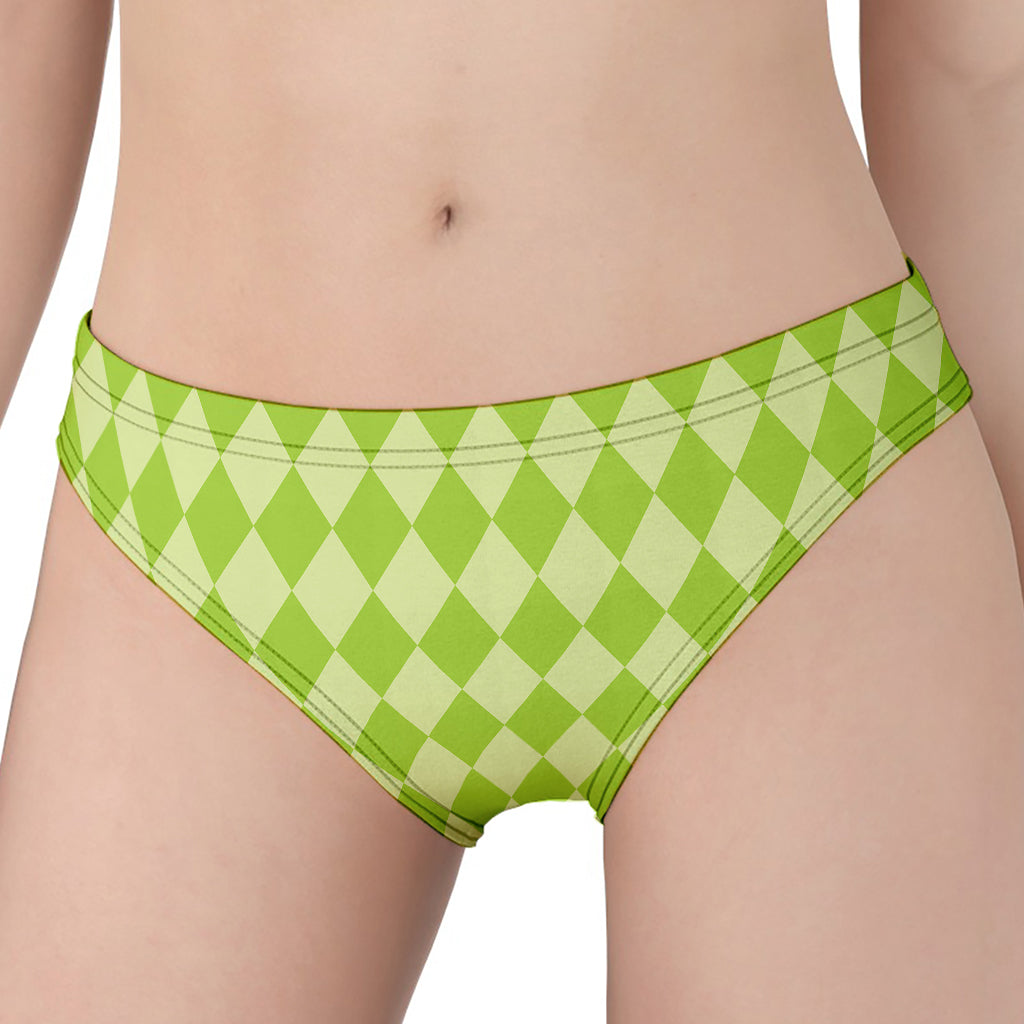 Green Harlequin Pattern Print Women's Panties