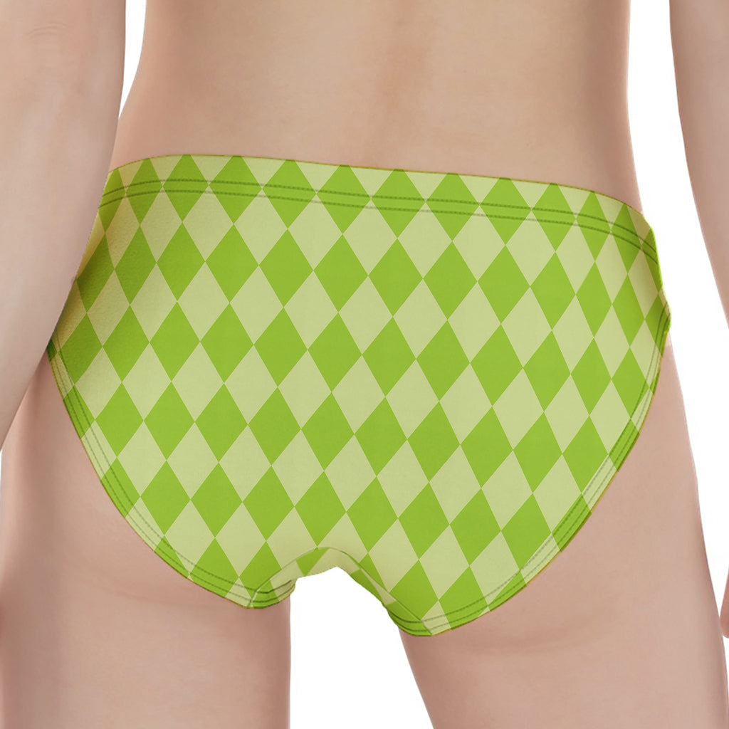 Green Harlequin Pattern Print Women's Panties