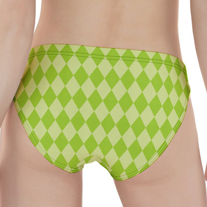 Green Harlequin Pattern Print Women's Panties