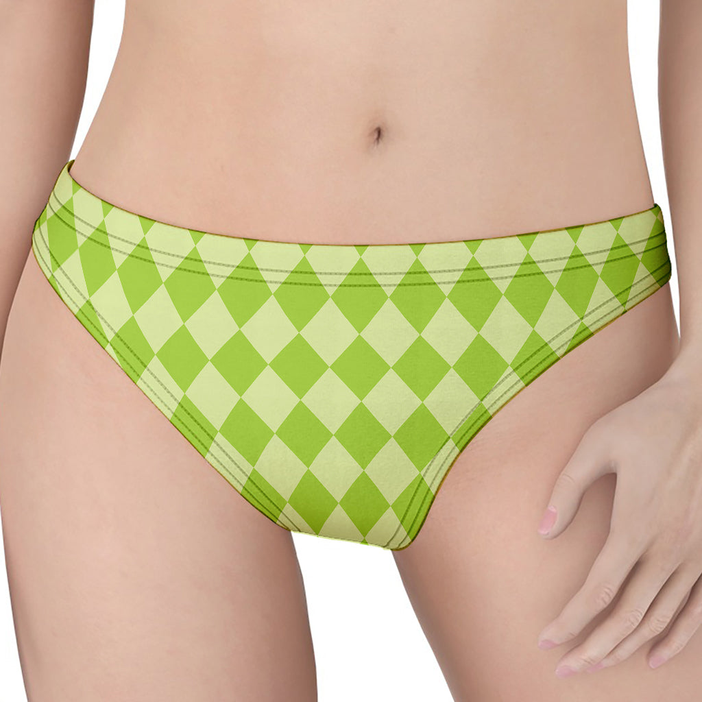 Green Harlequin Pattern Print Women's Thong