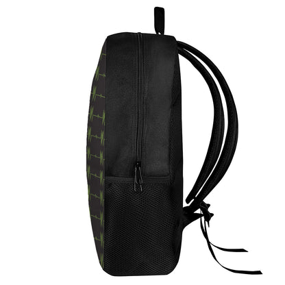 Green Heartbeat Pattern Print 17 Inch Backpack