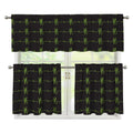 Green Heartbeat Pattern Print 3 Piece Kitchen Curtains