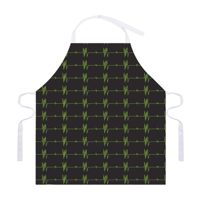 Green Heartbeat Pattern Print Adjustable Apron