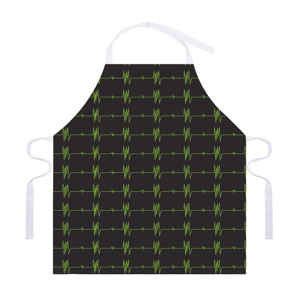 Green Heartbeat Pattern Print Adjustable Apron