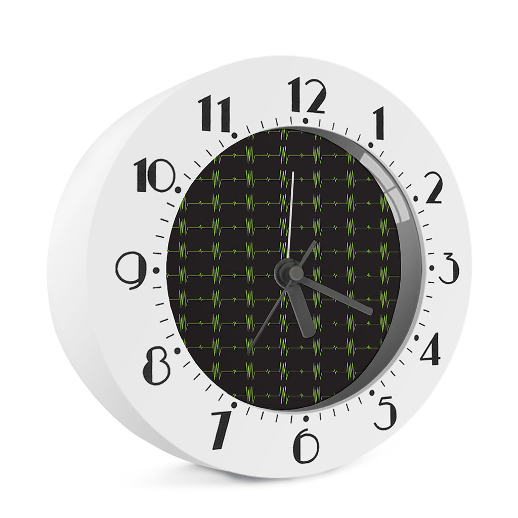 Green Heartbeat Pattern Print Alarm Clock