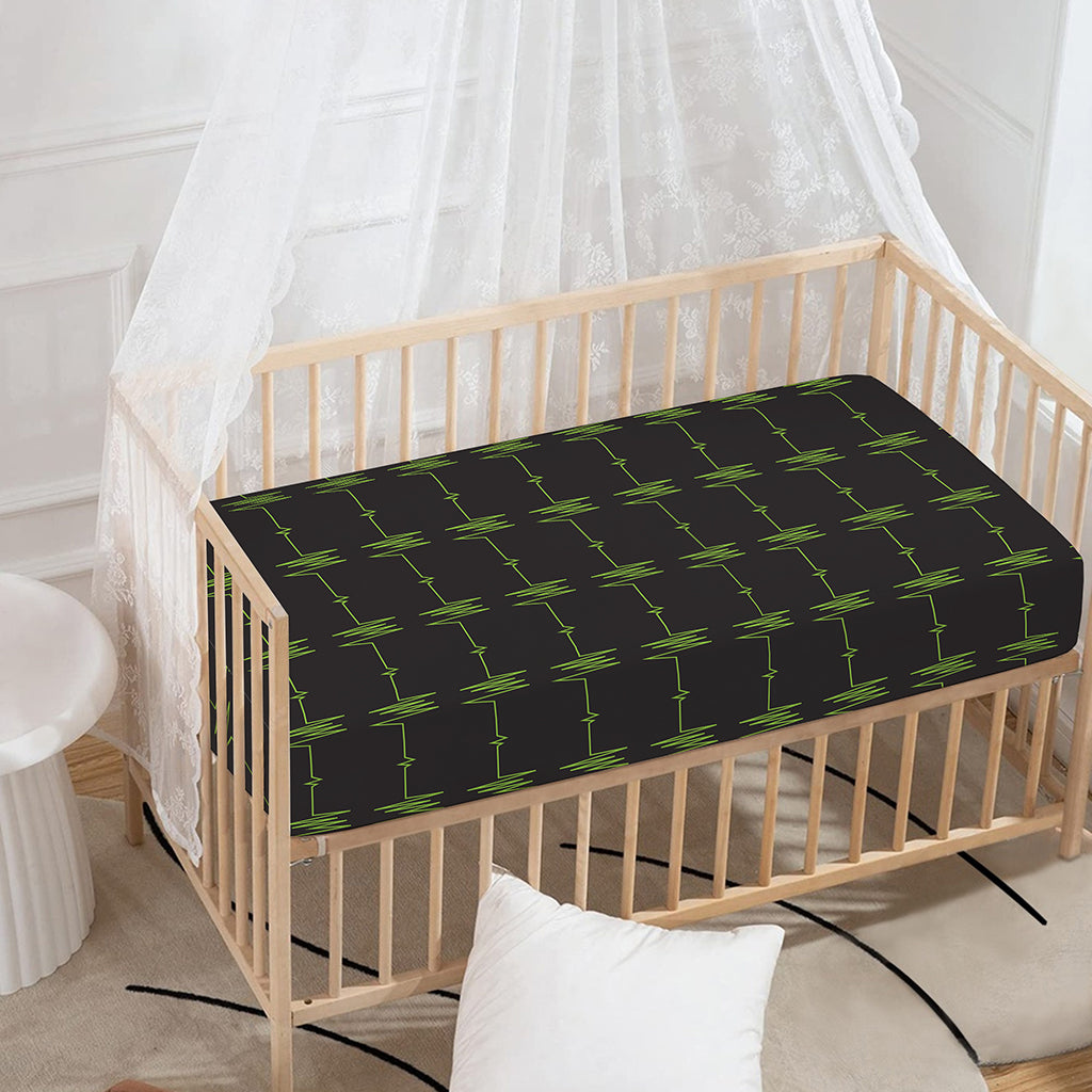 Green Heartbeat Pattern Print Baby Crib Sheet