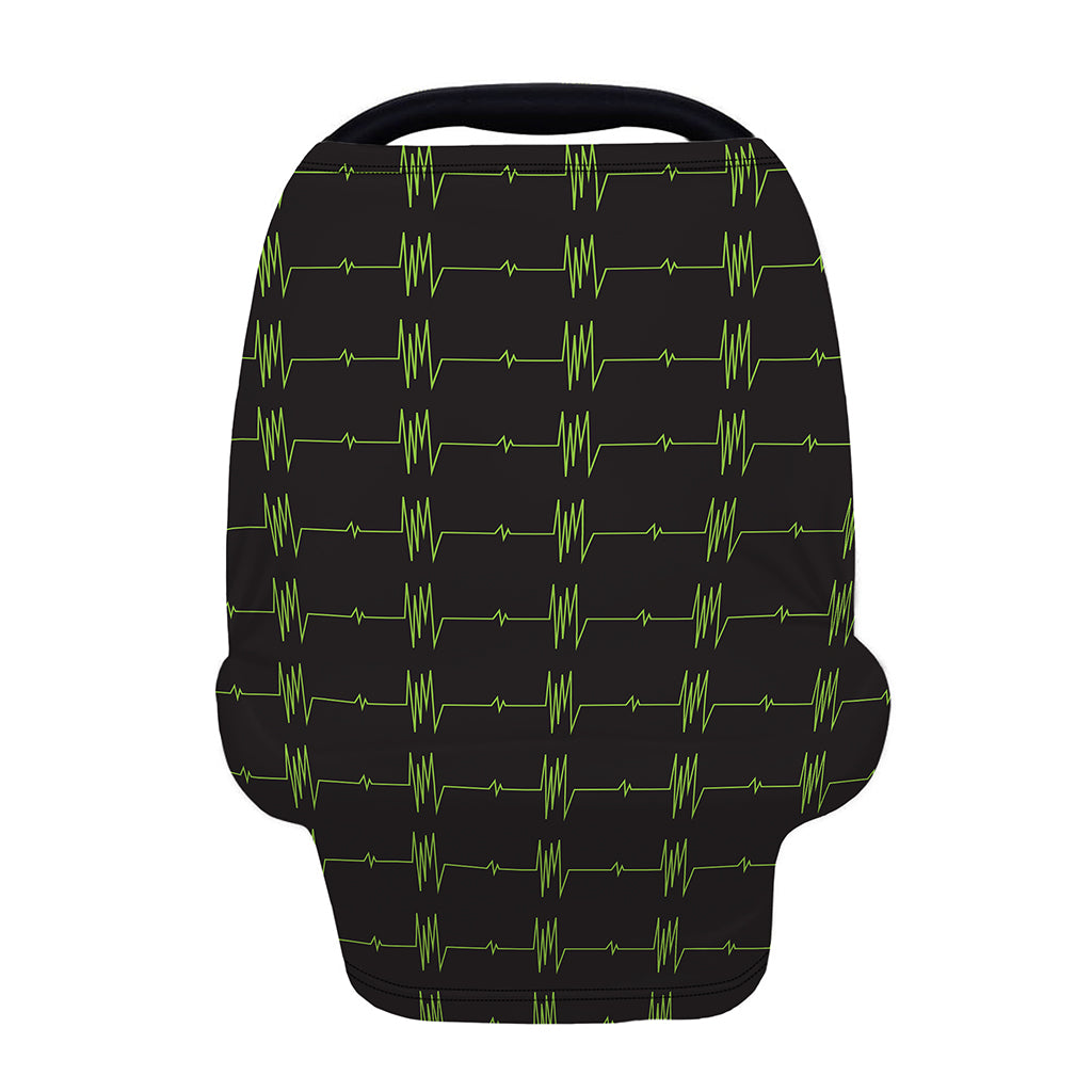 Green Heartbeat Pattern Print Baby Seat Cover