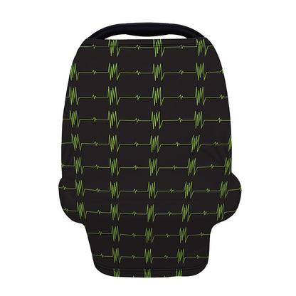 Green Heartbeat Pattern Print Baby Seat Cover
