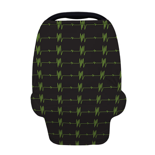 Green Heartbeat Pattern Print Baby Seat Cover
