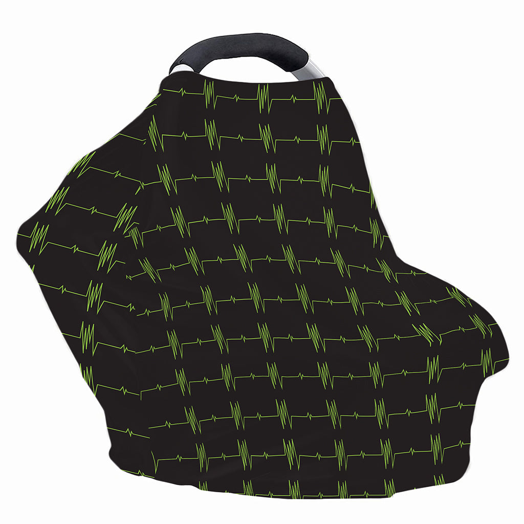 Green Heartbeat Pattern Print Baby Seat Cover
