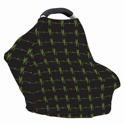 Green Heartbeat Pattern Print Baby Seat Cover