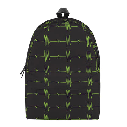 Green Heartbeat Pattern Print Backpack