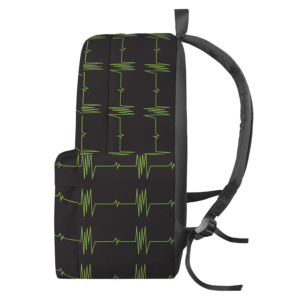Green Heartbeat Pattern Print Backpack