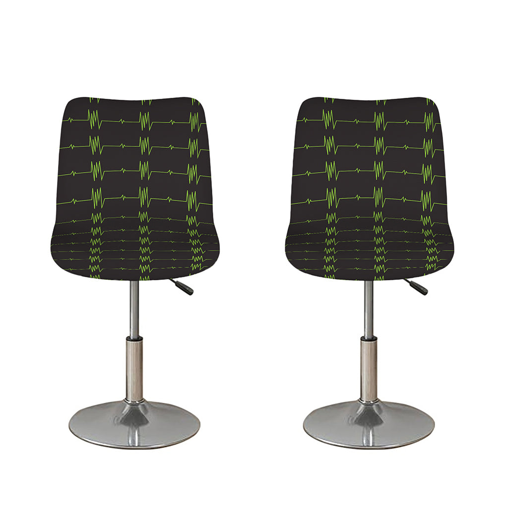 Green Heartbeat Pattern Print Bar Stool Covers