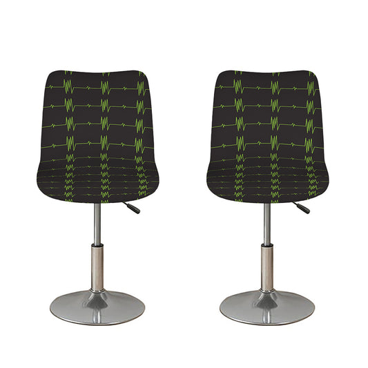 Green Heartbeat Pattern Print Bar Stool Covers