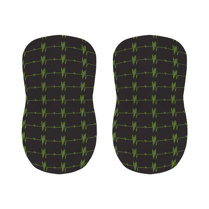 Green Heartbeat Pattern Print Bar Stool Covers