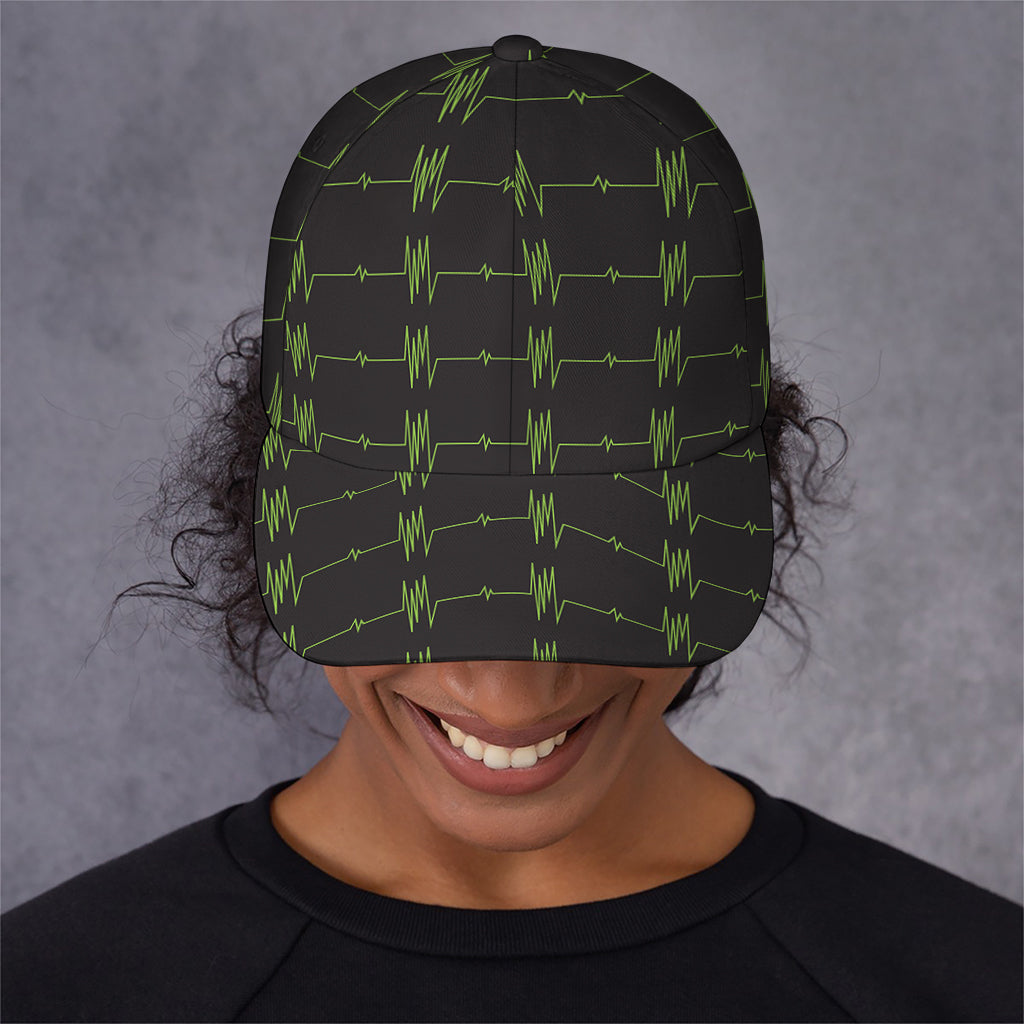 Green Heartbeat Pattern Print Baseball Cap