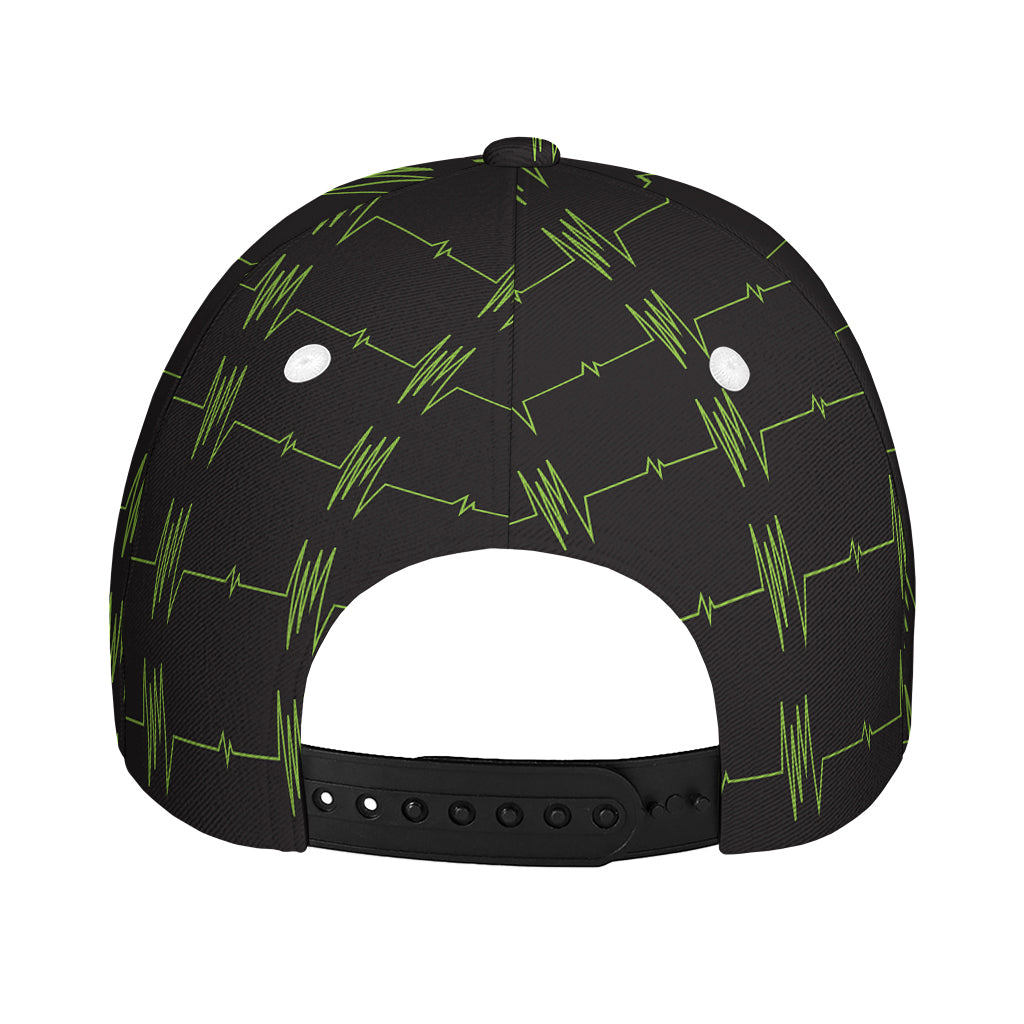 Green Heartbeat Pattern Print Baseball Cap