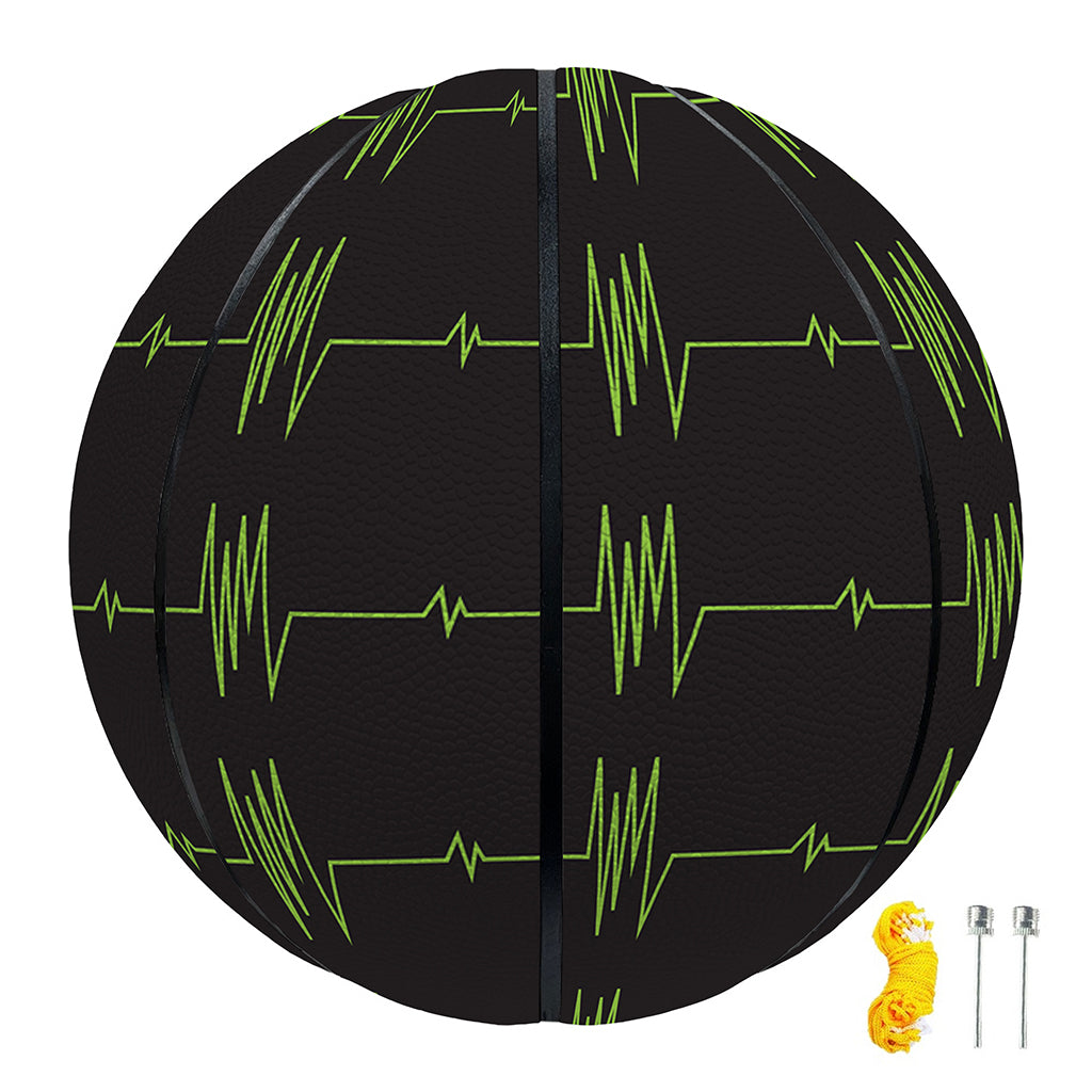 Green Heartbeat Pattern Print Basketball