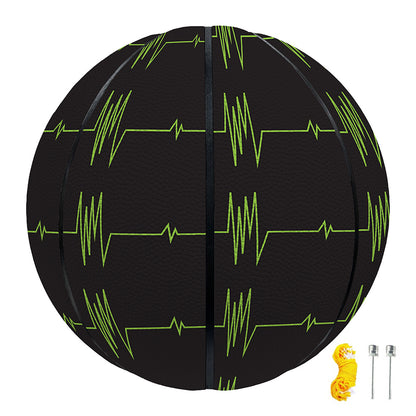 Green Heartbeat Pattern Print Basketball