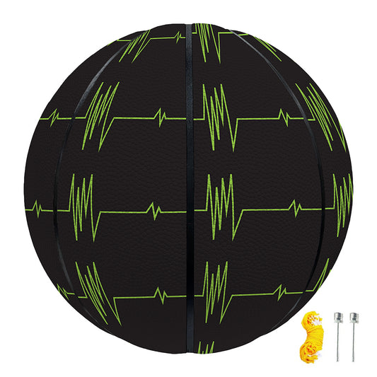 Green Heartbeat Pattern Print Basketball