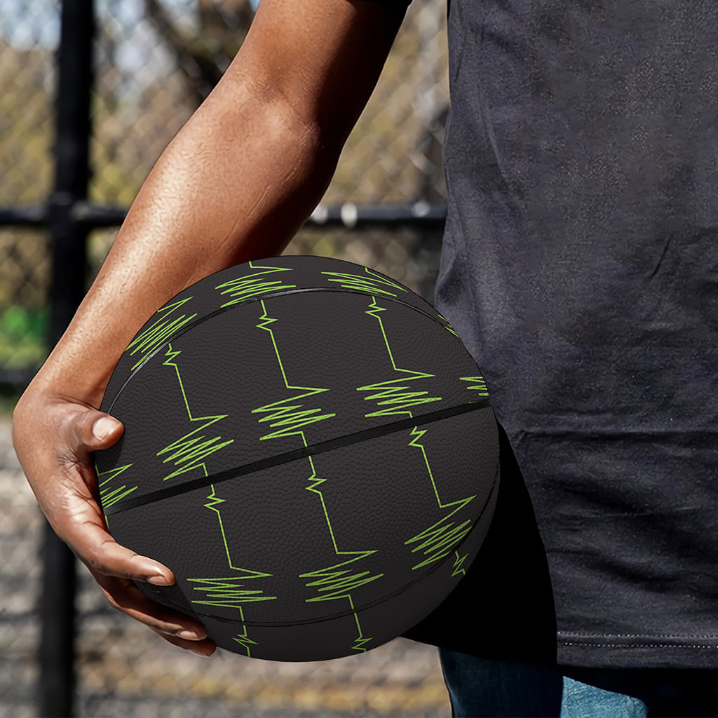 Green Heartbeat Pattern Print Basketball