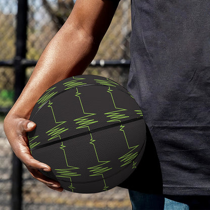 Green Heartbeat Pattern Print Basketball