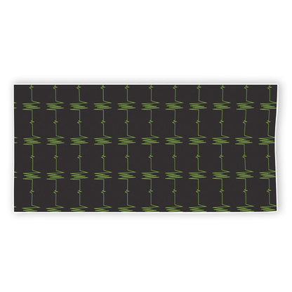 Green Heartbeat Pattern Print Beach Towel