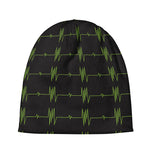 Green Heartbeat Pattern Print Beanie