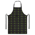 Green Heartbeat Pattern Print Bib Apron With Pocket