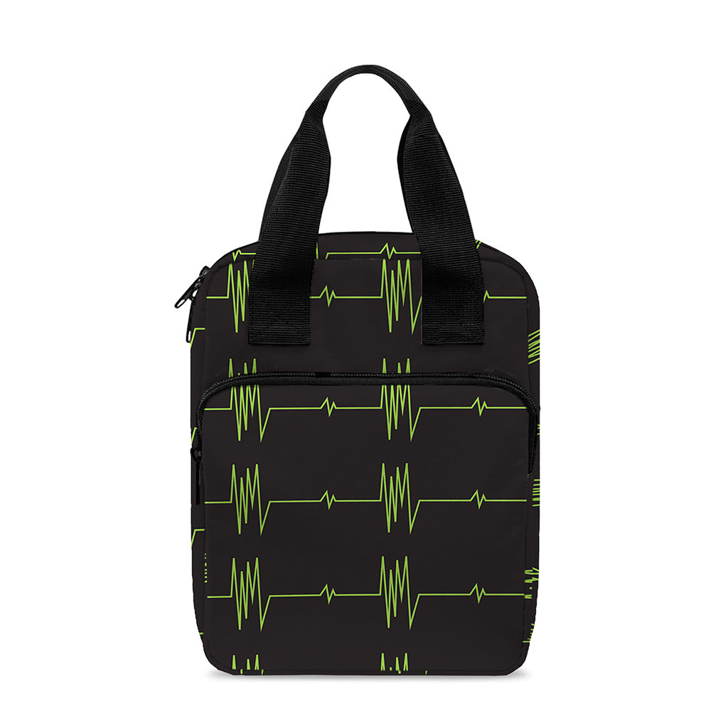 Green Heartbeat Pattern Print Bible Tote Bag