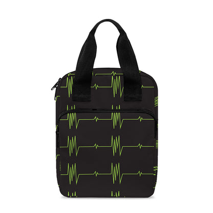 Green Heartbeat Pattern Print Bible Tote Bag
