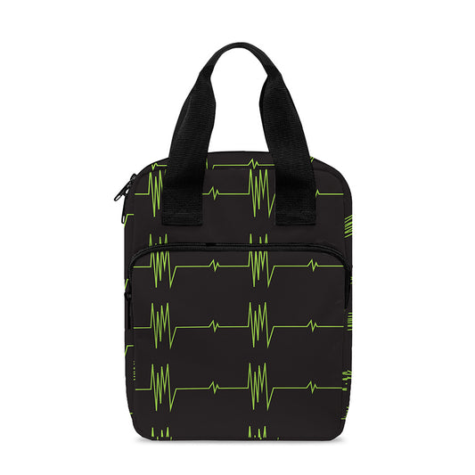 Green Heartbeat Pattern Print Bible Tote Bag