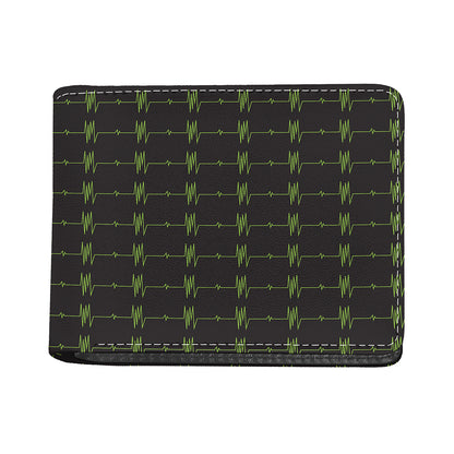 Green Heartbeat Pattern Print Bifold Wallet