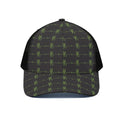 Green Heartbeat Pattern Print Black Mesh Trucker Hat