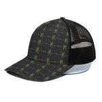 Green Heartbeat Pattern Print Black Mesh Trucker Cap