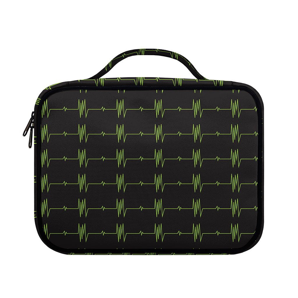 Green Heartbeat Pattern Print Briefcase Bible Bag