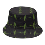 Green Heartbeat Pattern Print Bucket Hat