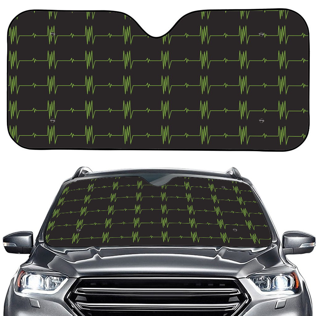 Green Heartbeat Pattern Print Car Windshield Sun Shade