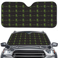 Green Heartbeat Pattern Print Car Windshield Sun Shade