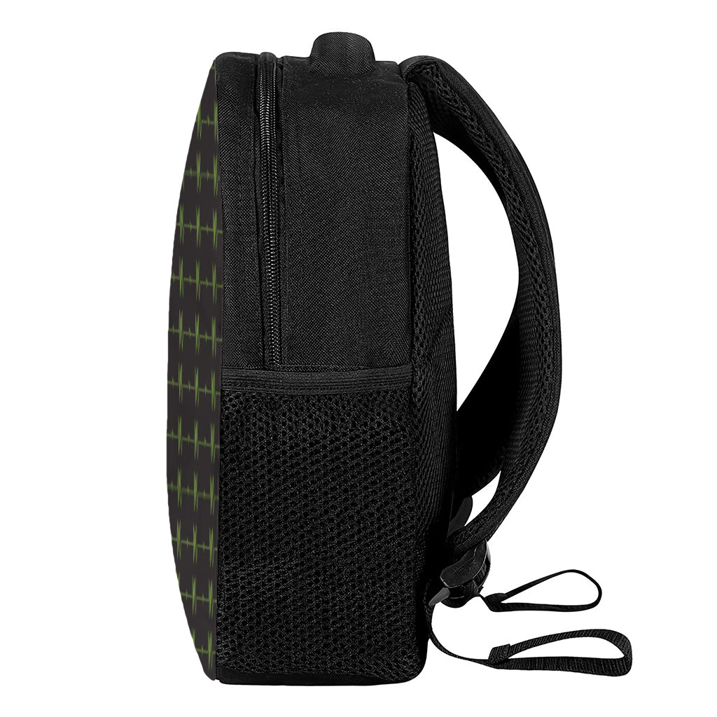 Green Heartbeat Pattern Print Casual Backpack