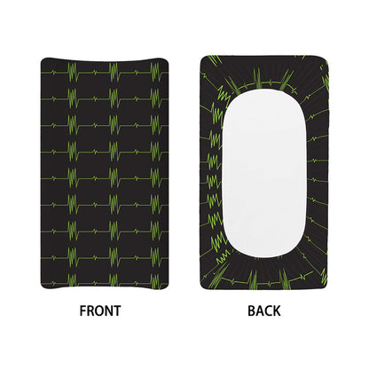 Green Heartbeat Pattern Print Changing Pad Cover