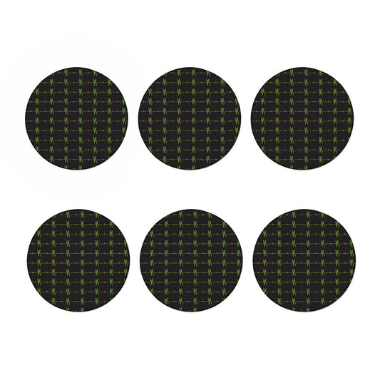 Green Heartbeat Pattern Print Coaster Set