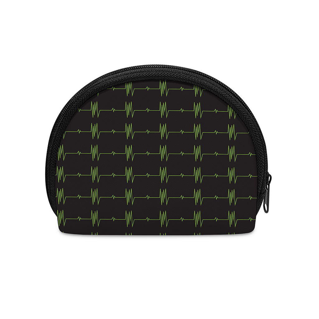 Green Heartbeat Pattern Print Coin Purse