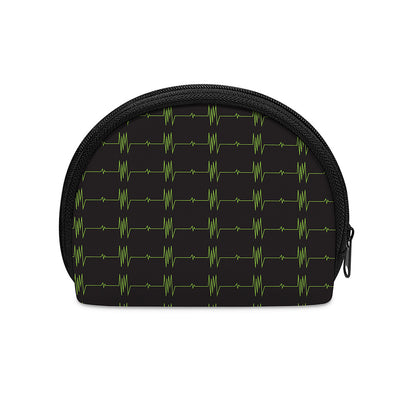 Green Heartbeat Pattern Print Coin Purse