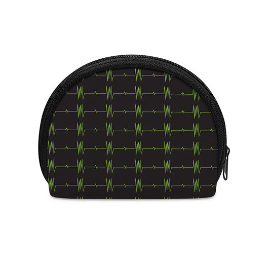 Green Heartbeat Pattern Print Coin Purse